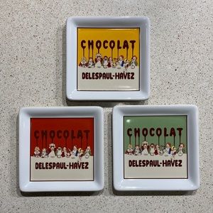 Potterybarn Chocolat Ceramic Coasters, 4.5”x4.5”